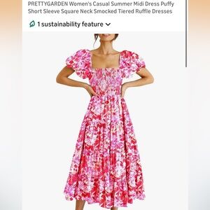 Women's PRETTYGARDEN Pink&Orange Floral Midi Dress
